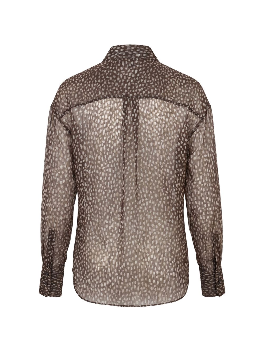 Blusa a pois con fiocco in marrone 