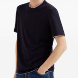 T-shirt con profili a contrasto in blu 