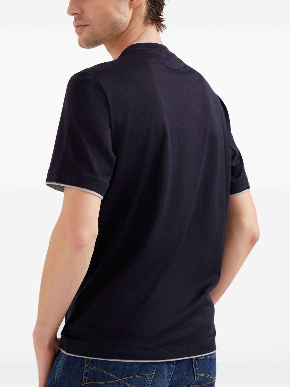 T-shirt con profili a contrasto in blu 