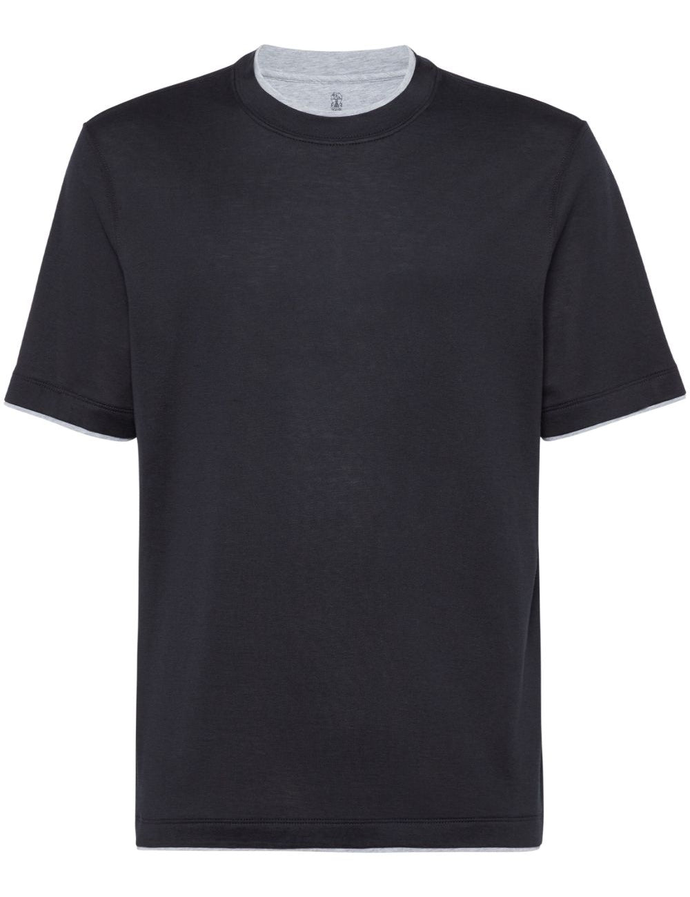 T-shirt con rifinitura a contrasto in nero Brunello cucinelli - uomo 