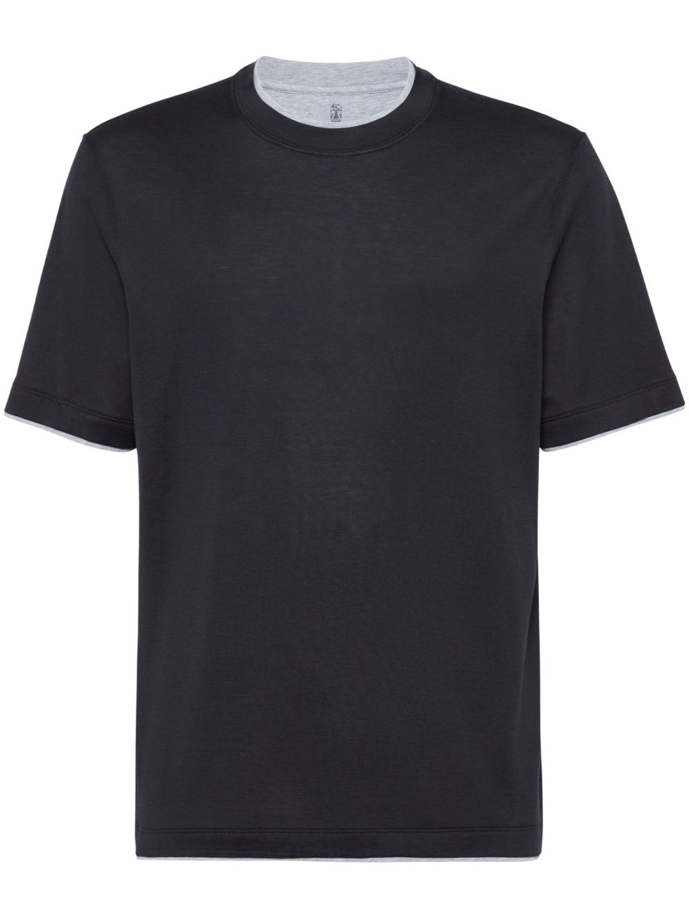 T-shirt con rifinitura a contrasto in nero Brunello cucinelli - uomo 