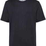 T-shirt con rifinitura a contrasto in nero Brunello cucinelli - uomo 