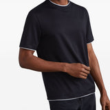 T-shirt con rifinitura a contrasto in nero Brunello cucinelli - uomo 