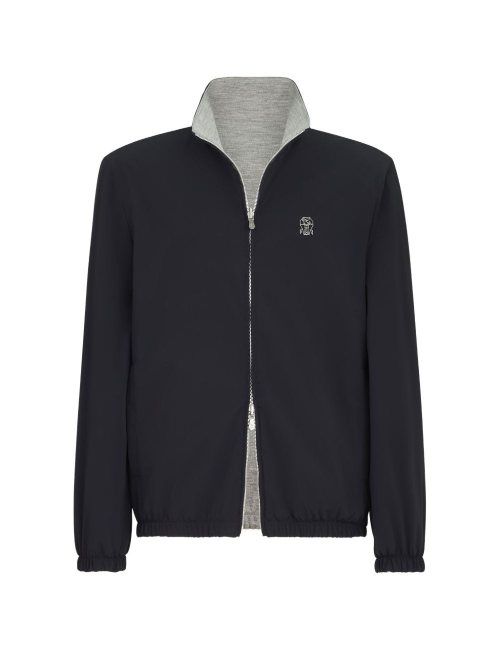 Giacca reversibile con logo in blu e grigio brunello cucinelli - uomo 