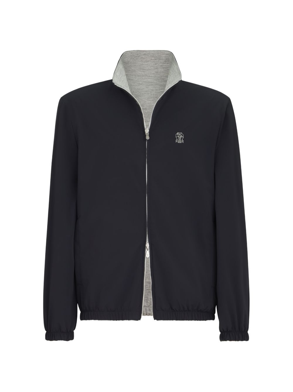 Giacca reversibile con logo in blu e grigio brunello cucinelli - uomo 