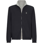 Giacca reversibile con logo in blu e grigio brunello cucinelli - uomo 