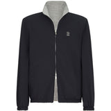 Giacca reversibile con logo in blu e grigio brunello cucinelli - uomo 