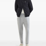 Giacca reversibile con logo in blu e grigio brunello cucinelli - uomo 