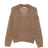 Maglione con paillettes in beige 