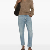 Maglione con paillettes in beige 