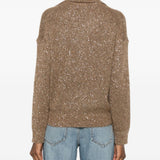 Maglione con paillettes in beige 