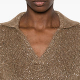 Maglione con paillettes in beige 
