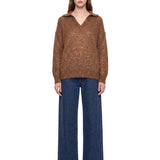 Maglione con paillettes in marrone 