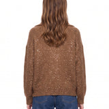 Maglione con paillettes in marrone 