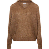 Maglione con paillettes in marrone 