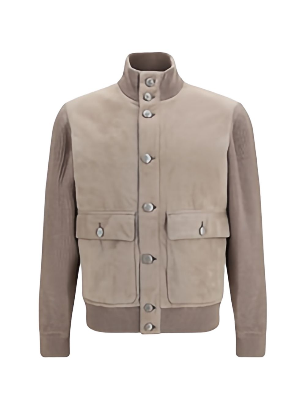 Giacca in suede a collo alto in beige 