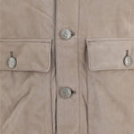 Giacca in suede a collo alto in beige 