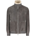 Giacca in pelle a collo alto in grigio Brunello cucinelli - uomo 