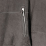 Giacca in pelle a collo alto in grigio 