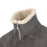 Giacca in pelle a collo alto in grigio 