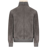Giacca in pelle a collo alto in grigio Brunello cucinelli - uomo 