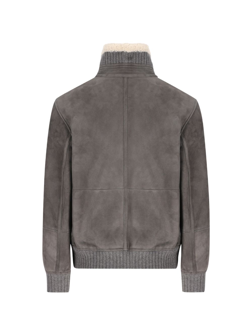 Giacca in pelle a collo alto in grigio 