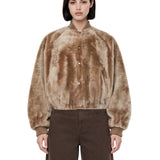 Bomber in pelliccia con cashmere marrone 