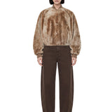 Bomber in pelliccia con cashmere marrone 