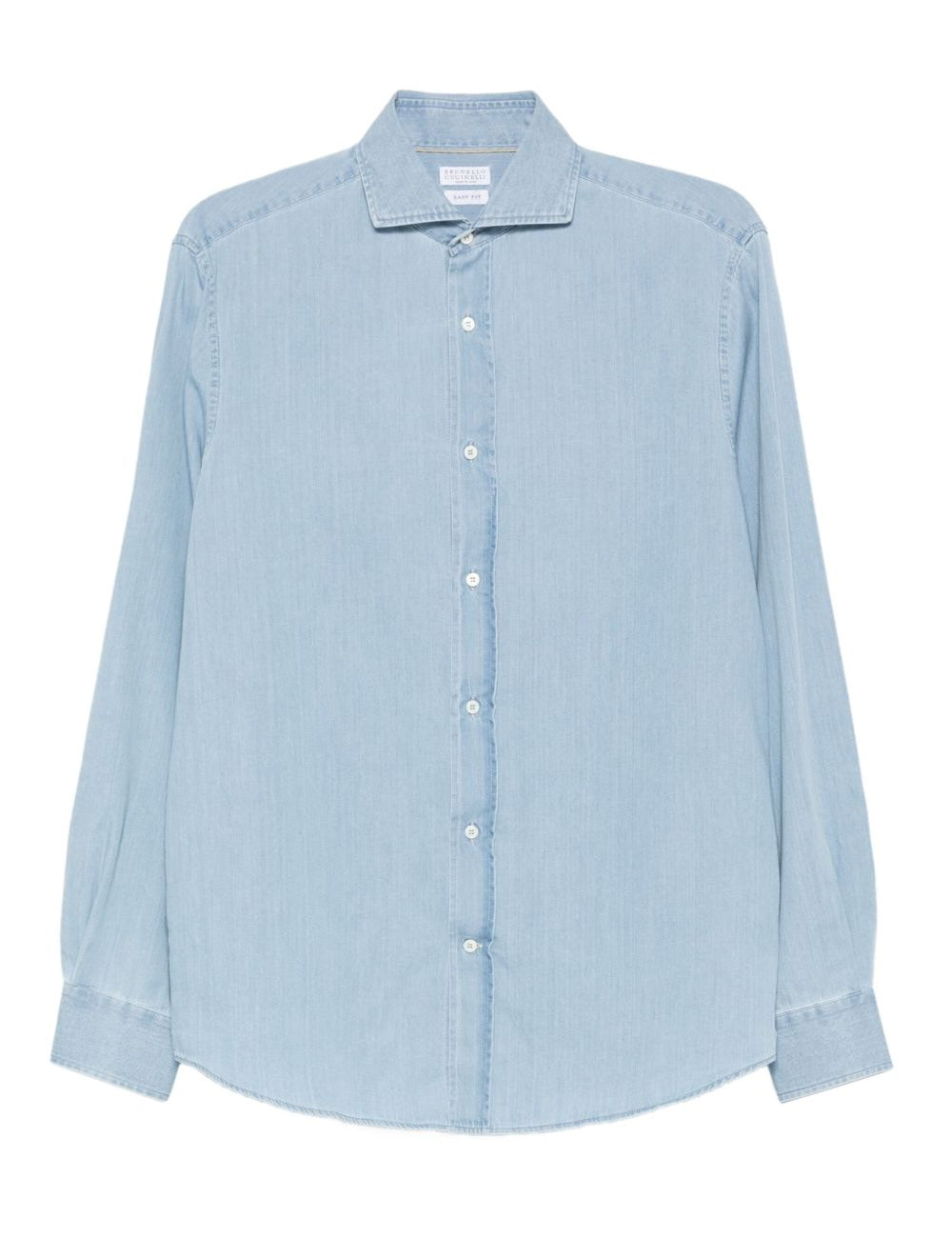Camicia denim in cotone in celeste Brunello cucinelli - uomo 