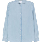 Camicia denim in cotone in celeste Brunello cucinelli - uomo 