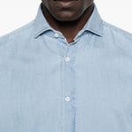Camicia denim in cotone in celeste Brunello cucinelli - uomo 