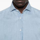 Camicia denim in cotone in celeste Brunello cucinelli - uomo 