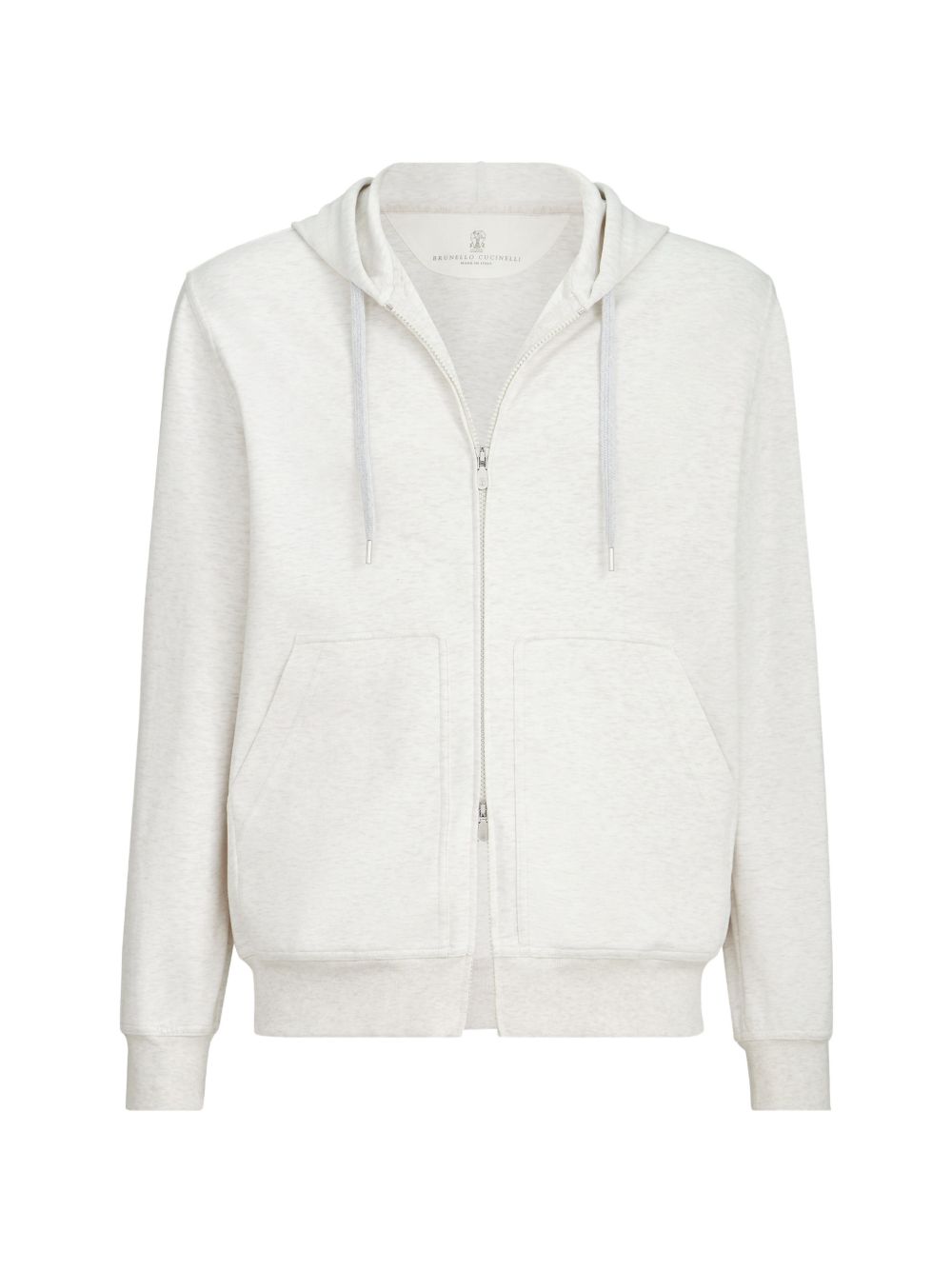 Felpa con zip e cappuccio in bianco in cashmere 