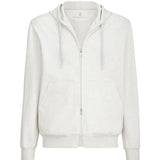 Felpa con zip e cappuccio in bianco in cashmere 