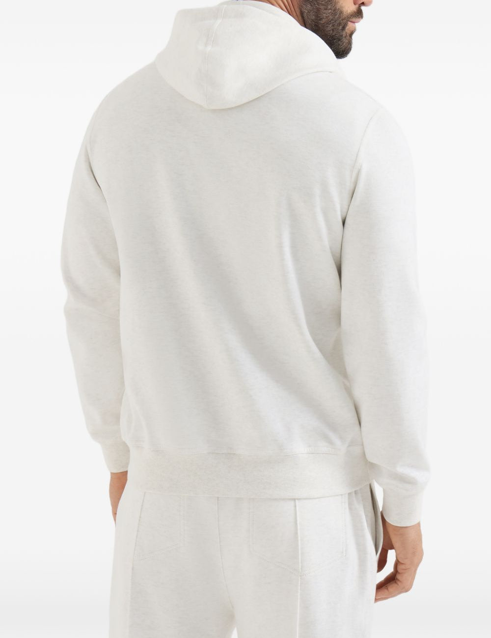 Felpa con zip e cappuccio in bianco in cashmere 