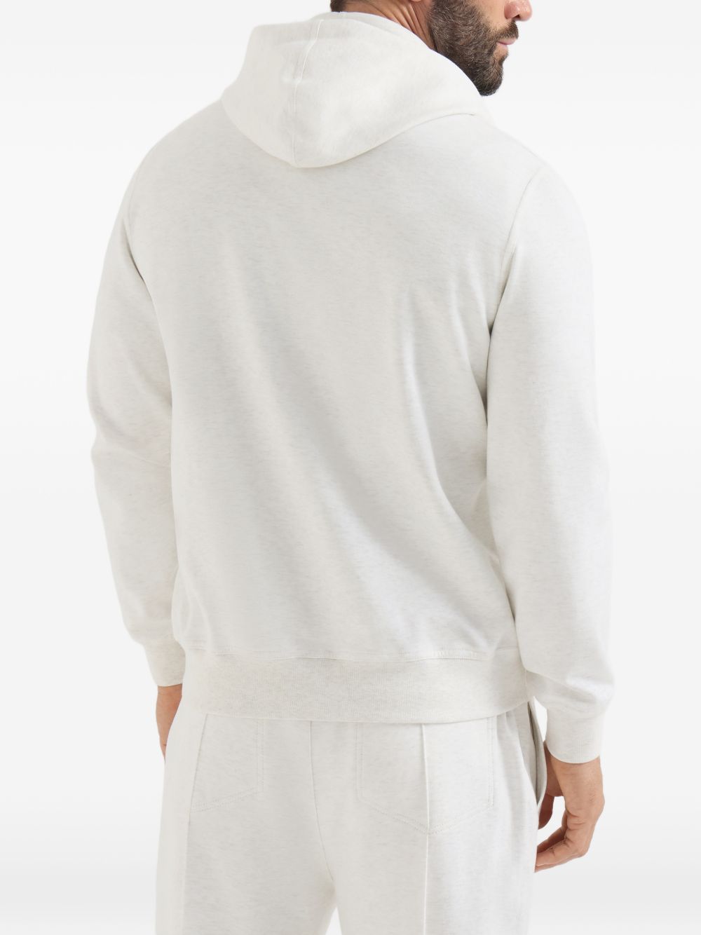 Felpa con zip e cappuccio in bianco in cashmere 