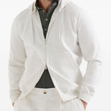 Felpa con zip e cappuccio in bianco in cashmere 