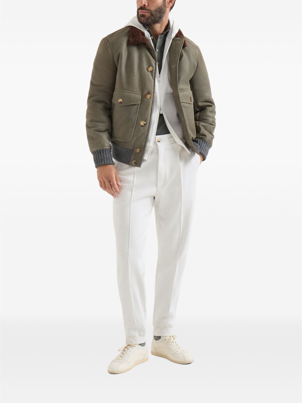 Felpa con zip e cappuccio in bianco in cashmere 