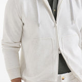Felpa con zip e cappuccio in bianco in cashmere 