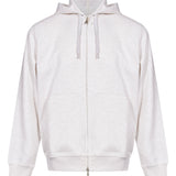Felpa con zip e cappuccio in bianco in cashmere 