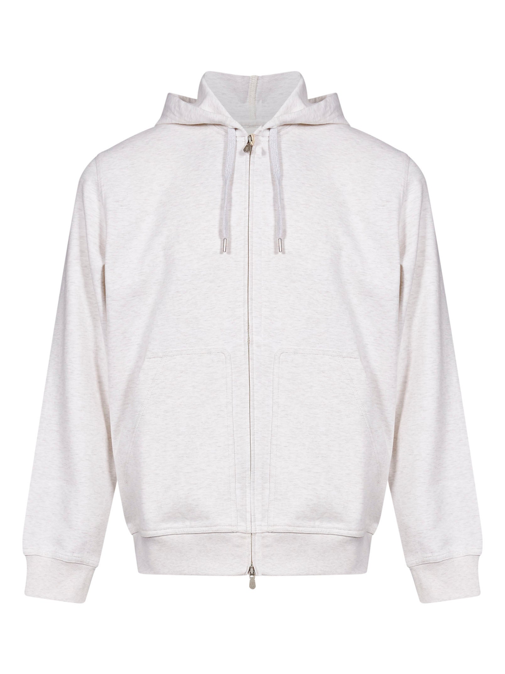 Felpa con zip e cappuccio in bianco in cashmere 