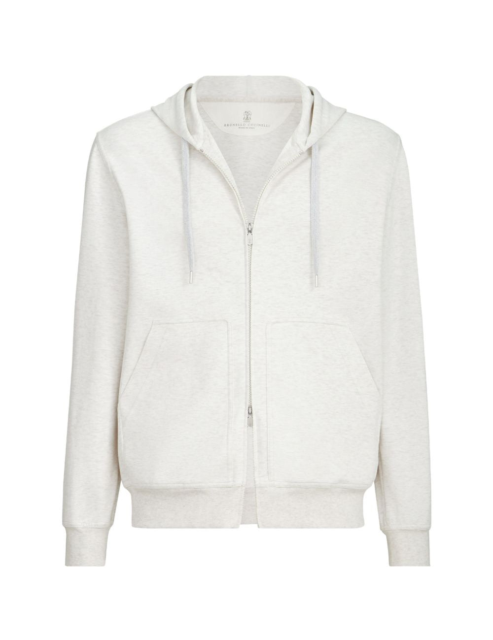 Felpa con zip e cappuccio in bianco in cashmere 