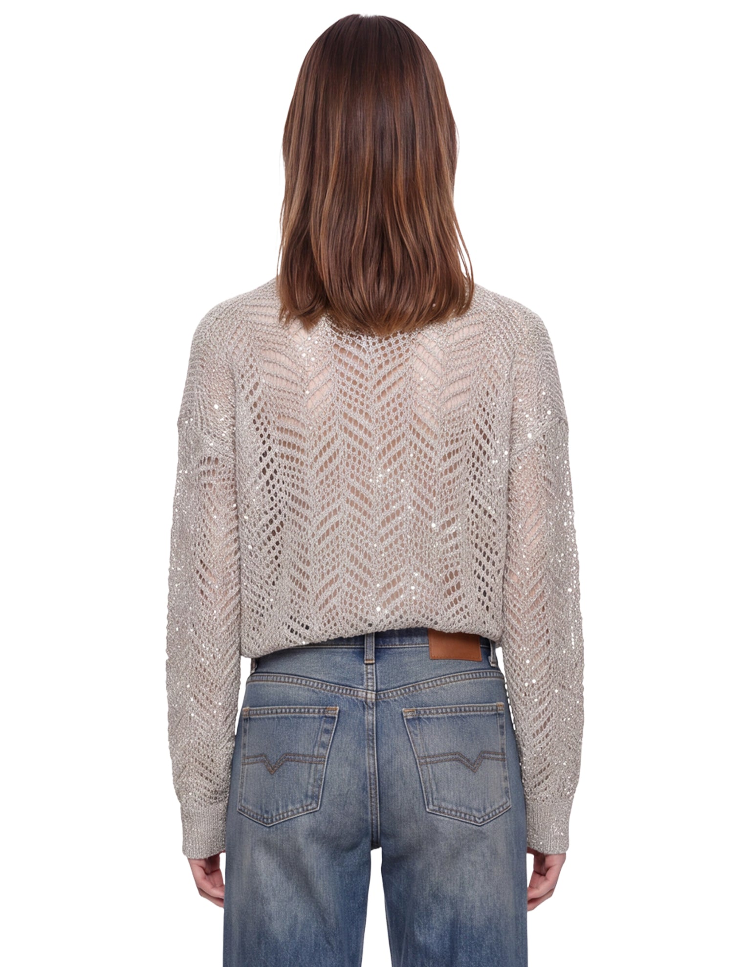 Maglione con paillettes in grigio 