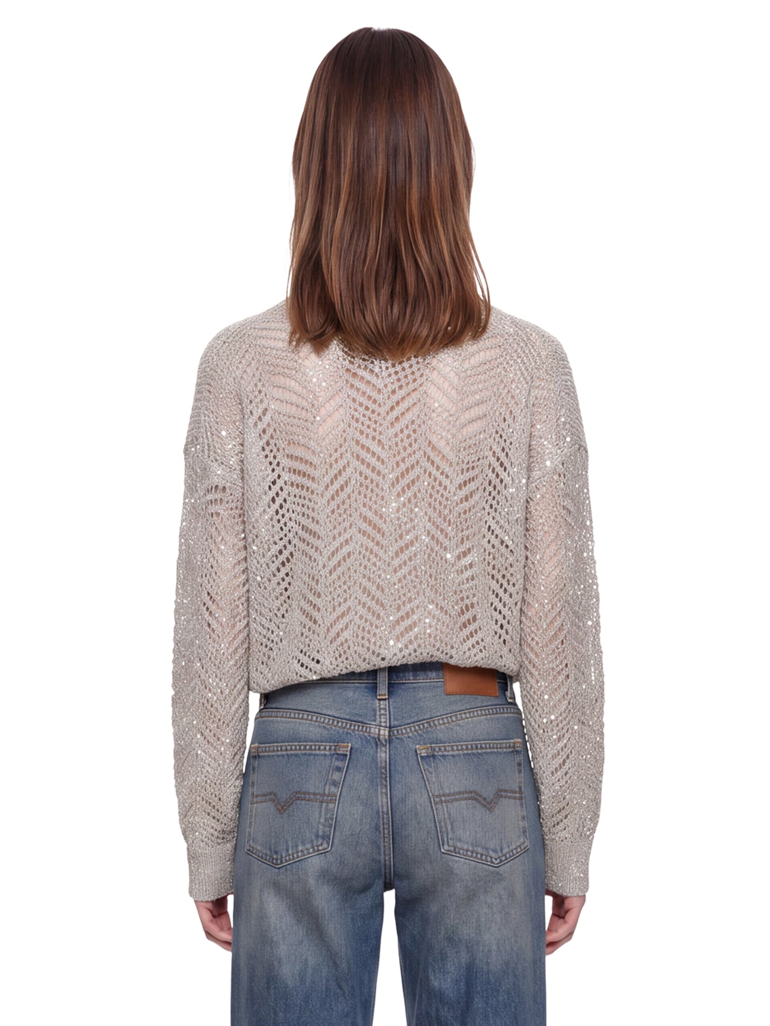 Maglione con paillettes in grigio 