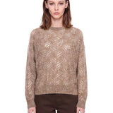Maglione con paillettes in beige 