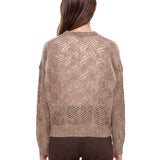 Maglione con paillettes in beige 