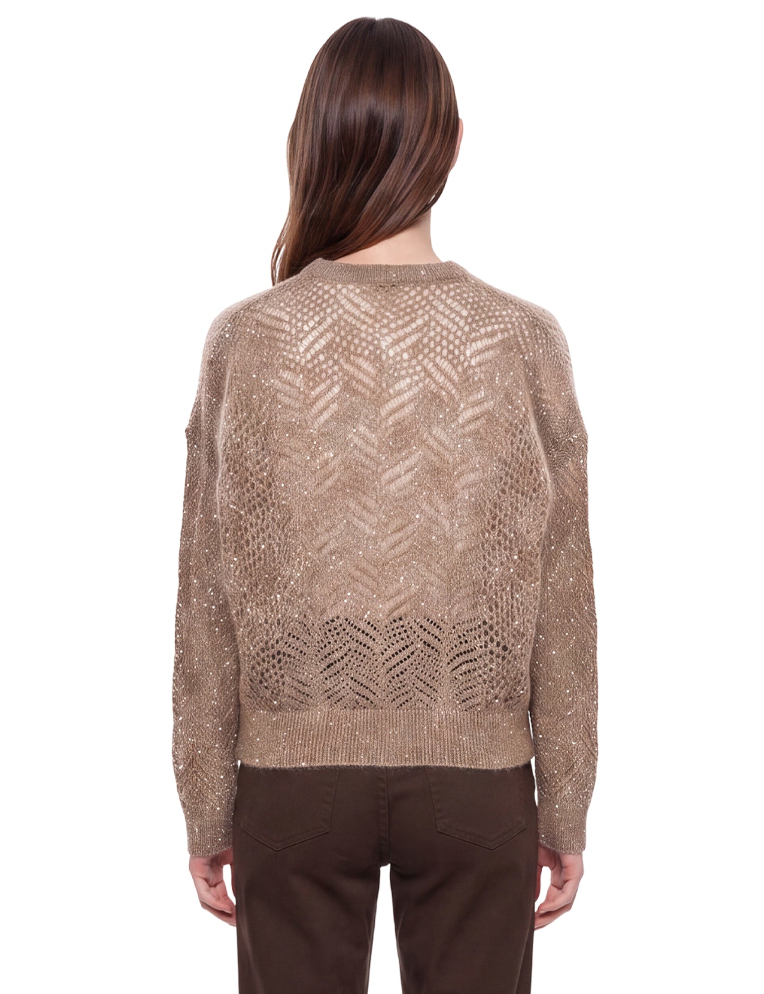 Maglione con paillettes in beige 