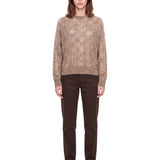 Maglione con paillettes in beige 