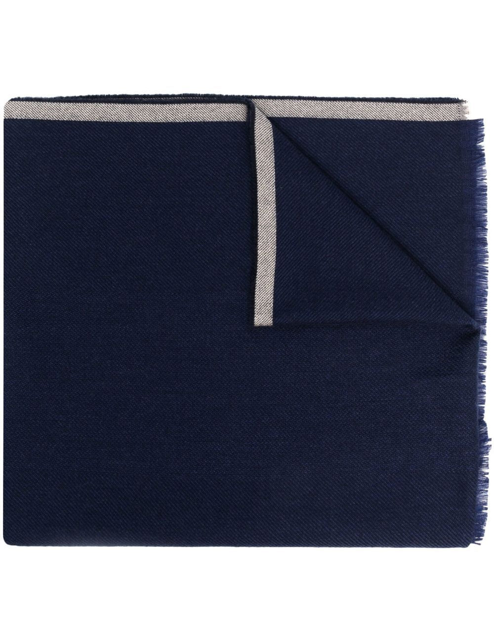 Sciarpa con frange in blu 