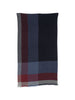 Plaid scarf with multi-coloured fringes